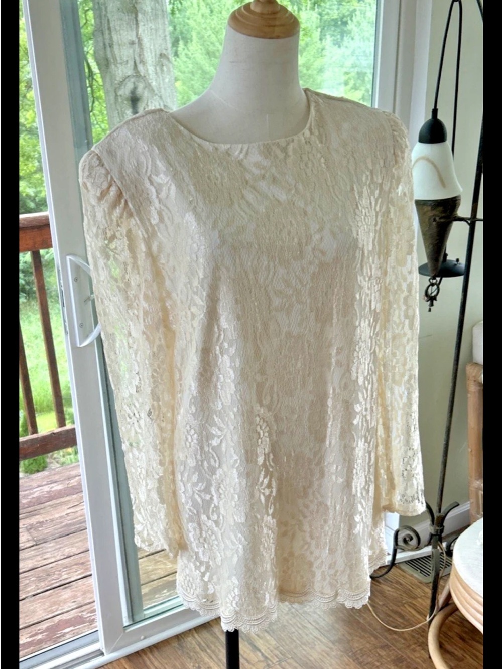 Women's Long Sleeve Lace Dress in Cream by David Rose vintage size 10